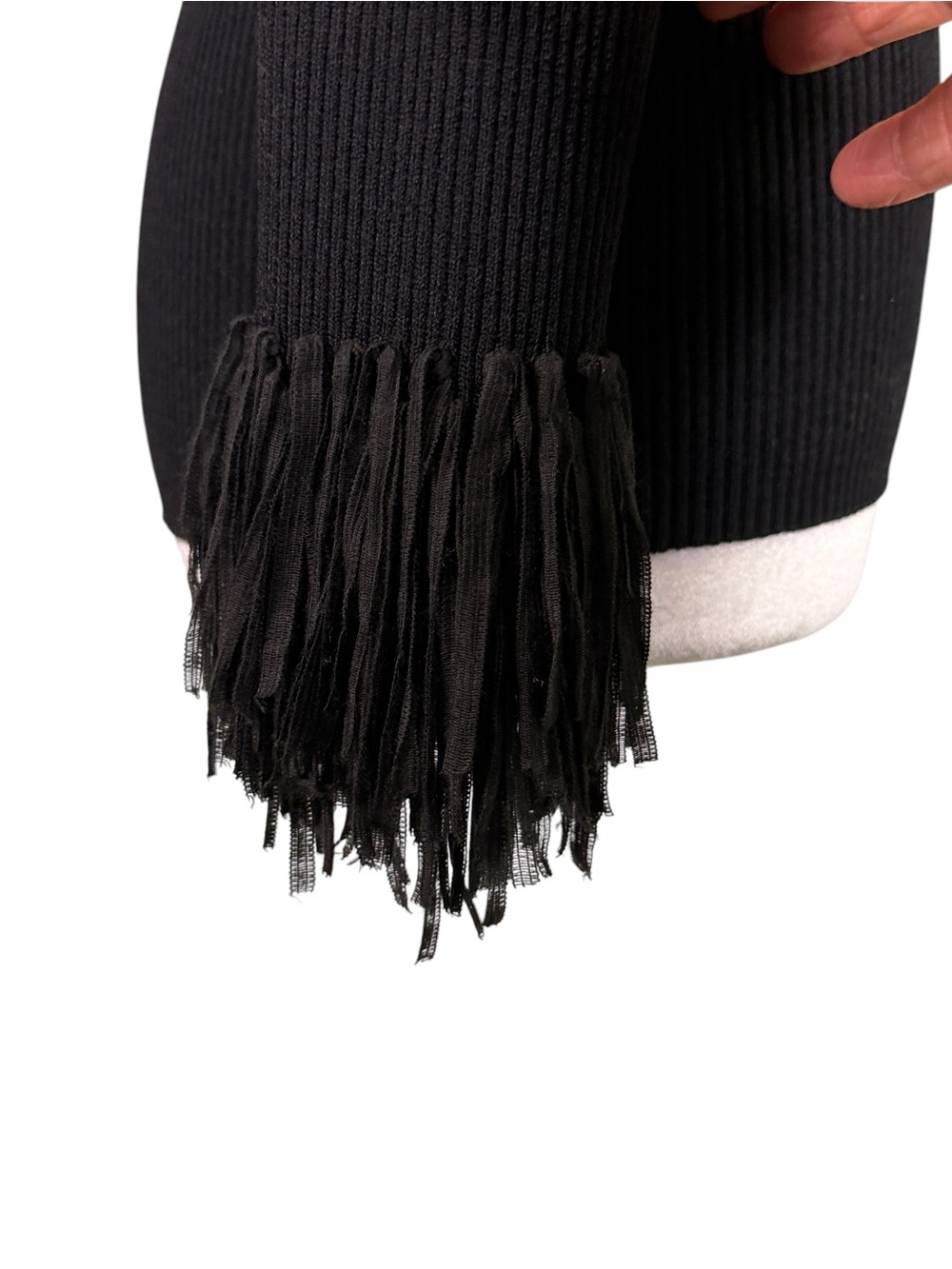 Pow Wow Black Fringe Crochet Sweater L Boho Western Festival Statement Top - Picture 4 of 14